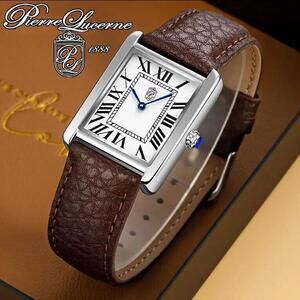 Swiss Design Pierre‎ Lucerne Tank Mens Watch Brown Band